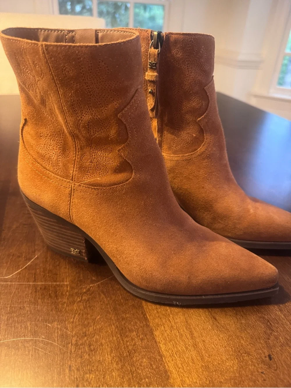 Sam Edelman Wilda 7.5 Suede Pointed Western Ankle Boot - Picture 2 of 7